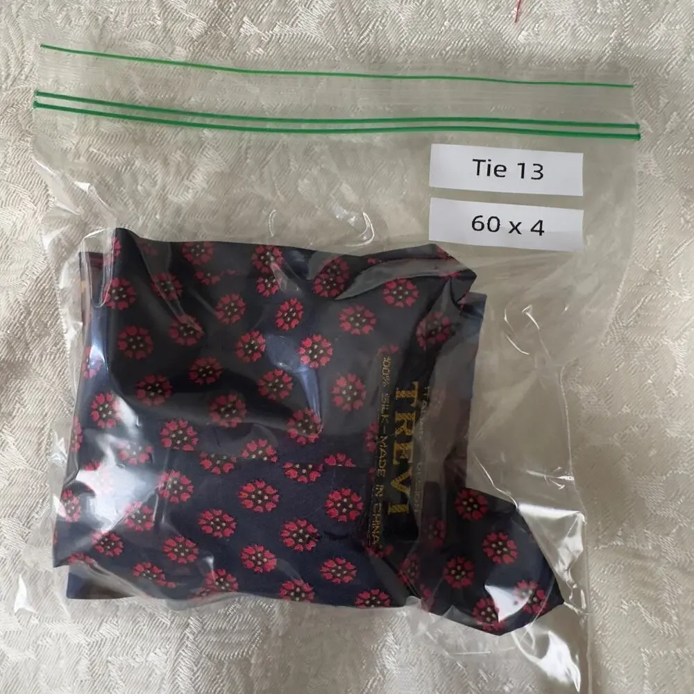 Lot of 2 Vintage Trevi Men’s 100% Silk Abstract Polka Dot Necktie Tie 60”x4”